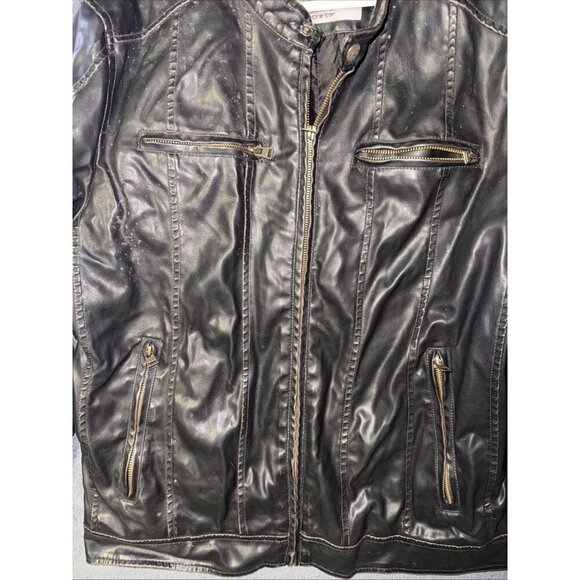 Levi's Apparel Men's Faux Leather Insulated Jacket, Black Sz Medium - Picture 2 of 11